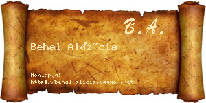 Behal Alícia névjegykártya