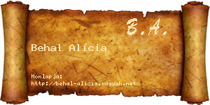 Behal Alícia névjegykártya